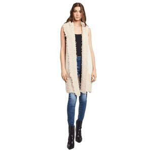 Sioni Cream Women's Sleeveless Sweater Vest Open Front Knit Cardigan Size PM